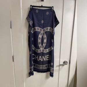 CHANEL Dark Blue and White Scarf